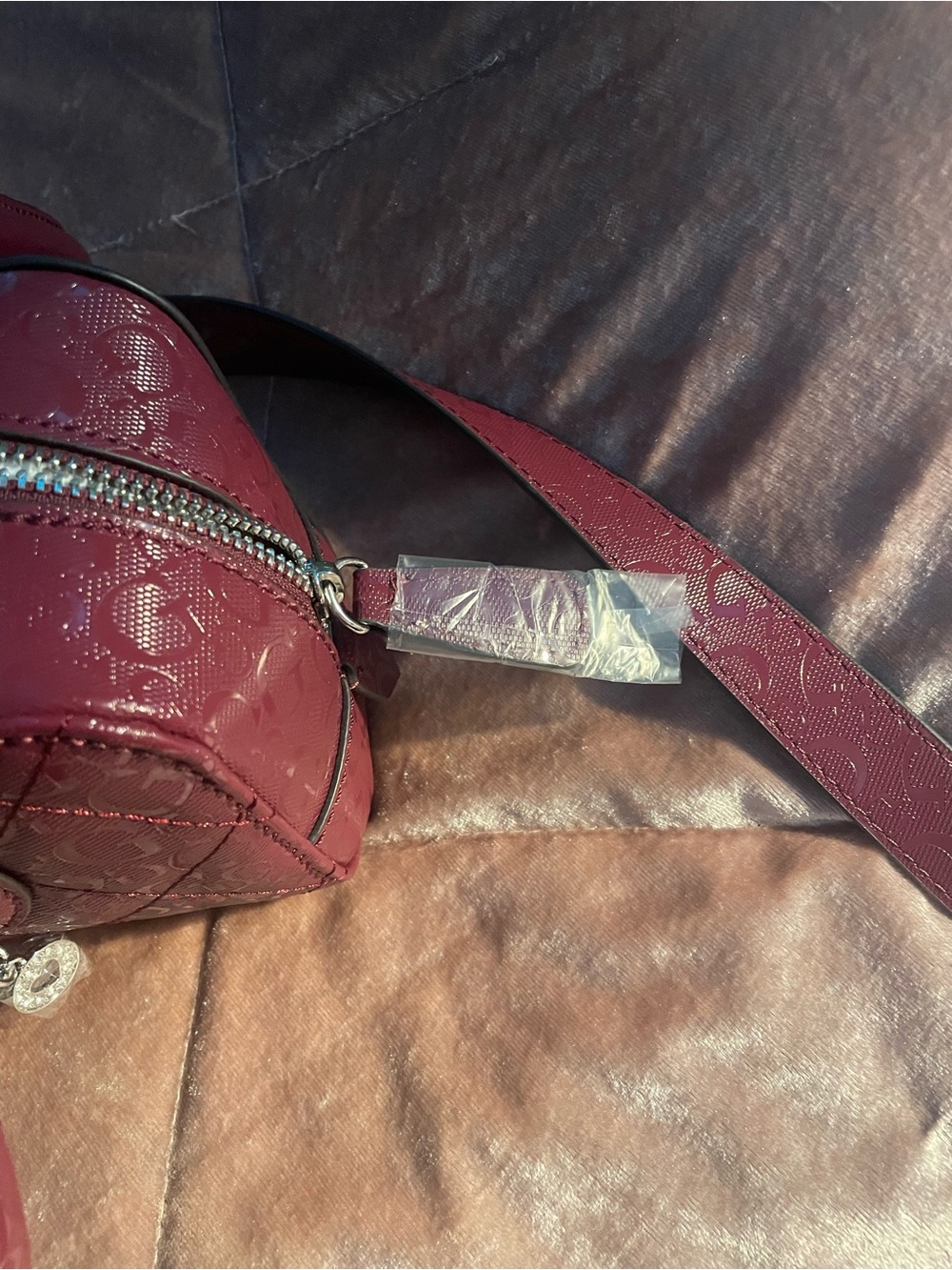 GUESS Logo Satchel in Deep Burgundy - Picture 3 of 13